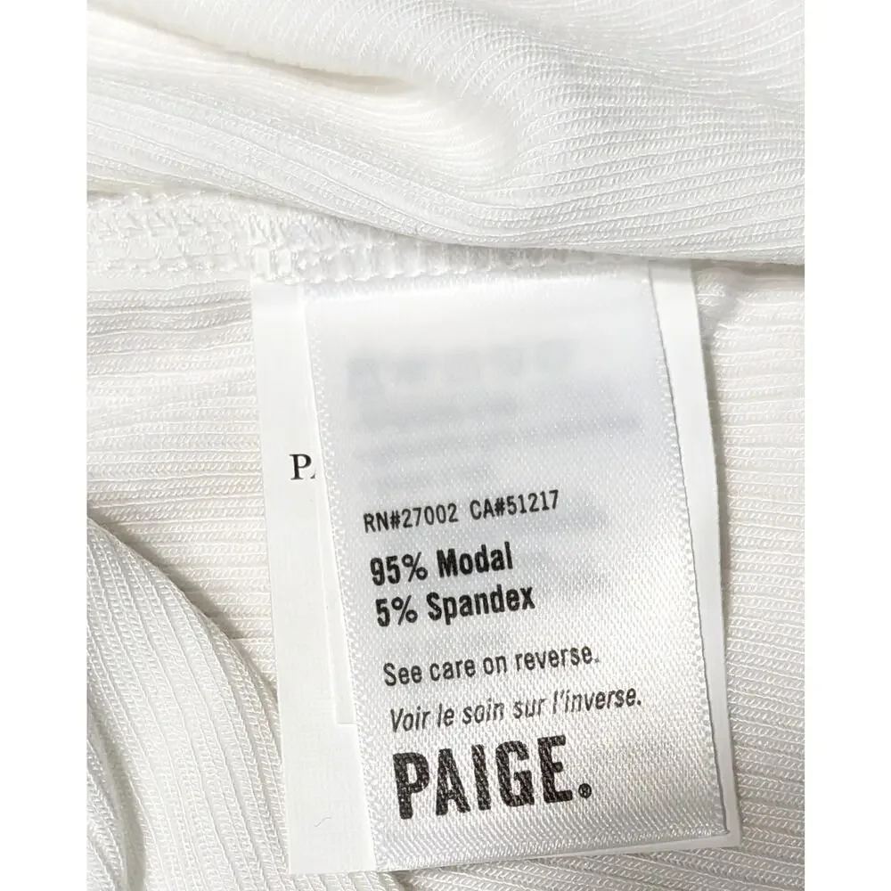 Paige Blanche Top Womens Large White Mock Neck Ribbed Stretch Shirt NWT - Picture 11 of 11